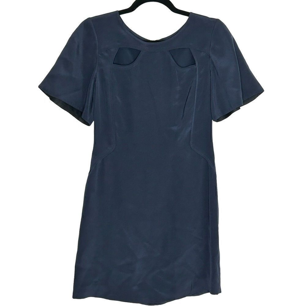 Rebecca Minkoff Women’s 100% Silk Navy Blue Cutout Mini Dress Size 2